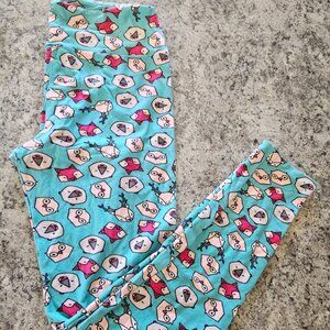LulaRoe Leggings Teal Woodland Creatures One Size